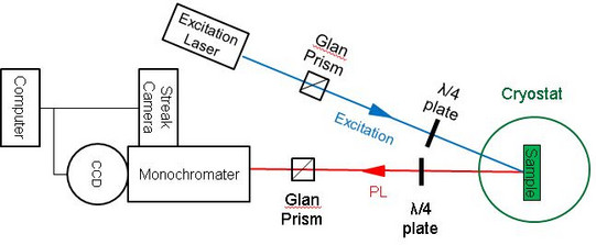 Setup scheme of fluorescence line narrowing measurements